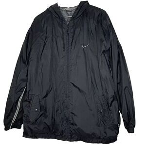 Nike Windbreaker Set XL Hooded Lined Black Swoosh Jacket Pants Y2K Mens #56323